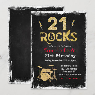 21 Rocks Rockstar Gitarr 21-års Födelsedagsinbjuda Inbjudningar
