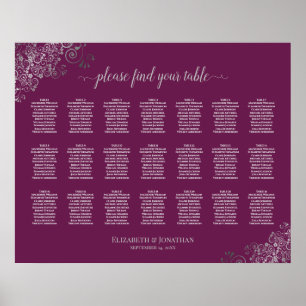 21 sittplatsplan för Bord Bröllop Silver på Cassis Poster