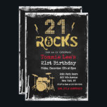 21 Sten Rockstar Guitar 21:a födelsedagsinbjudan Inbjudningar<br><div class="desc">21 Sten Rockstar Electric Guitar Metall Metallic Silver Glitter Surprise 21:a födelsedagsinbjudan</div>