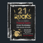 21 Sten Rockstar Guitar 21:a födelsedagsinbjudan Inbjudningar<br><div class="desc">21 Sten Rockstar Electric Guitar Metall Metallic Silver Glitter Surprise 21:a födelsedagsinbjudan</div>