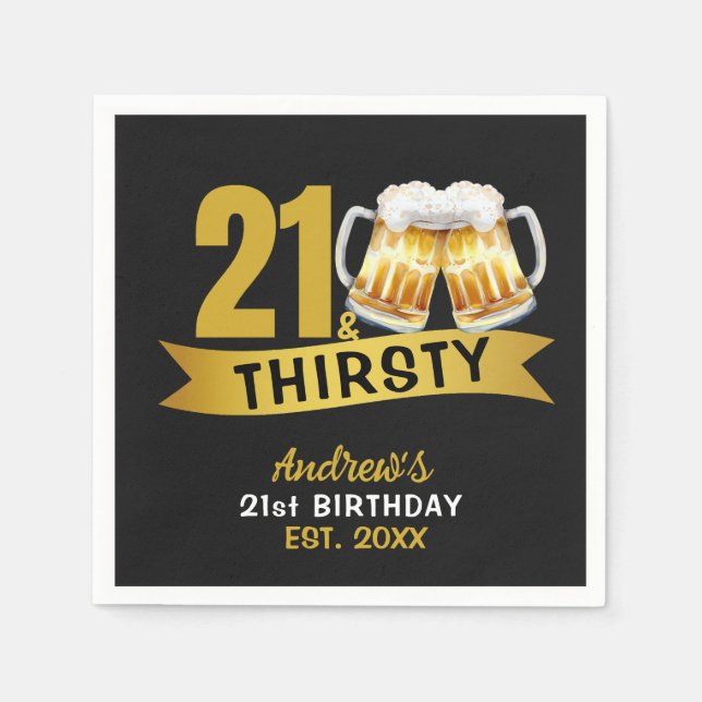 21 & THIRSTY-21ST BIRTHDAY INVITATION PAPPERSSERVETT (Framsidan)