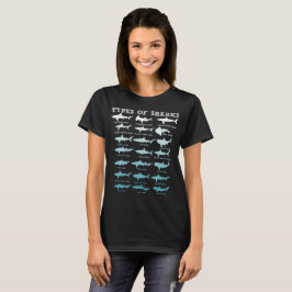 21 typer av den marin- biologiT-tröja för hajar Tee Shirt