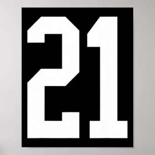 #21 Vita nummer 21 sportfans stil Poster