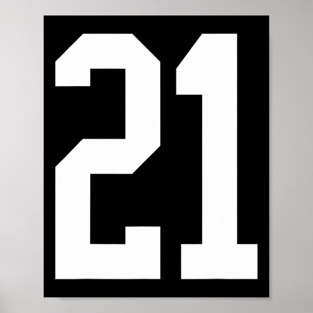 #21 Vita nummer 21 sportfans stil  Poster (Framsidan)
