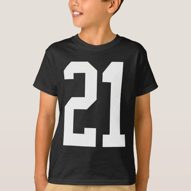 #21 Vitnummer 21 Sportfantast Stil T Shirt (Framsida)
