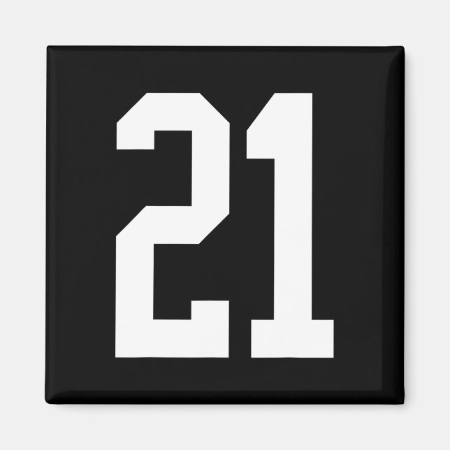 #21 White Number 21 Sportfantast Stil Halloween Co Magnet (Framsidan)