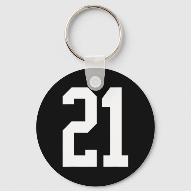 #21 White Number 21 Sportfantast Stil Halloween Co Nyckelring (Framsida)
