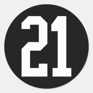 #21 White Number 21 Sportfantast Stil Halloween Co Runt Klistermärke