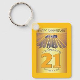 21 Year Sober Anniversary | Golden Ray 12 Step Nyckelring