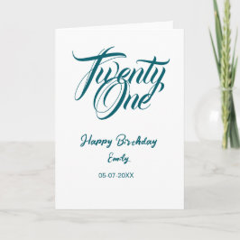 21st birthday add name date year blue template thi kort