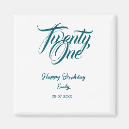 21st birthday add name date year blue template thi magnet
