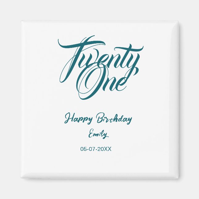 21st birthday add name date year blue template thi magnet (Framsidan)