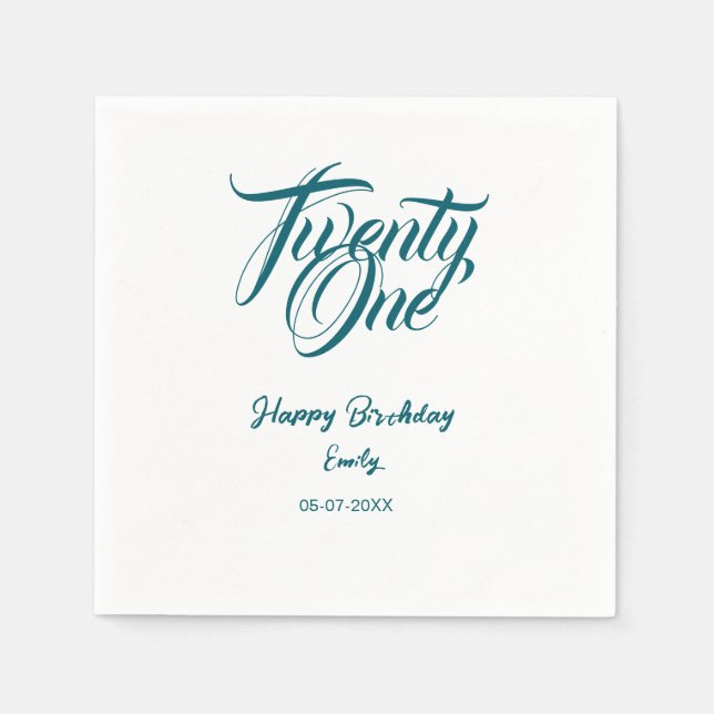 21st birthday add name date year blue template thi pappersservett (Framsidan)