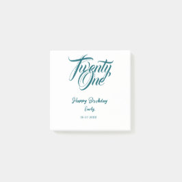 21st birthday add name date year blue template thi post-it block