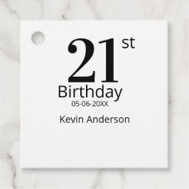 21st birthday bold letter name date simple man boy gåvor etiketter