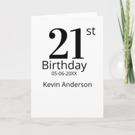 21st birthday bold letter name date simple man boy kort