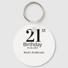 21st birthday bold letter name date simple man boy nyckelring