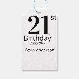 21st birthday bold letter name date simple man boy presentetikett