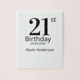 21st birthday bold letter name date simple man boy pussel