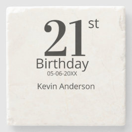 21st birthday bold letter name date simple man boy stenunderlägg