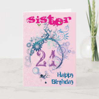 21st Birthday Card for Sister Kort