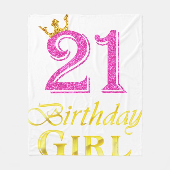 21st Birthday Girl Princess Shirt 21 Years Old 21s Fleecefilt (Framsidan)