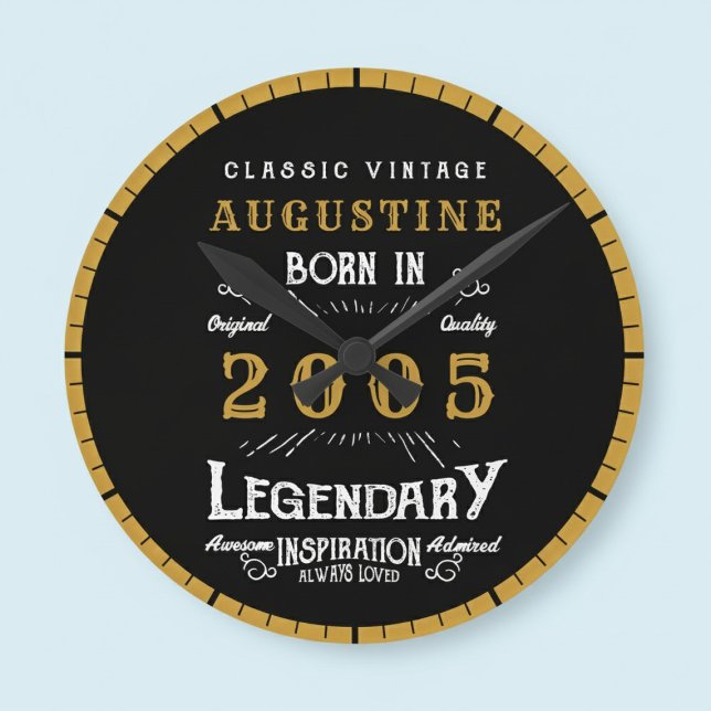 21st Birthday Legend Born 2005 Rund Klocka (Born 2005 legendary clock. Pastel background. )