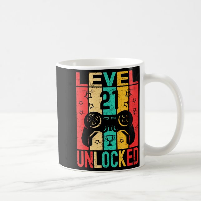 21st Birthday Level 21 Unlocked Gamer Funny Birthd Kaffemugg (Höger)