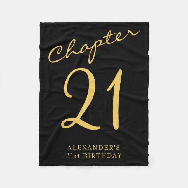 21st Birthday Party Gold Script Blue  Fleecefilt (Framsidan)