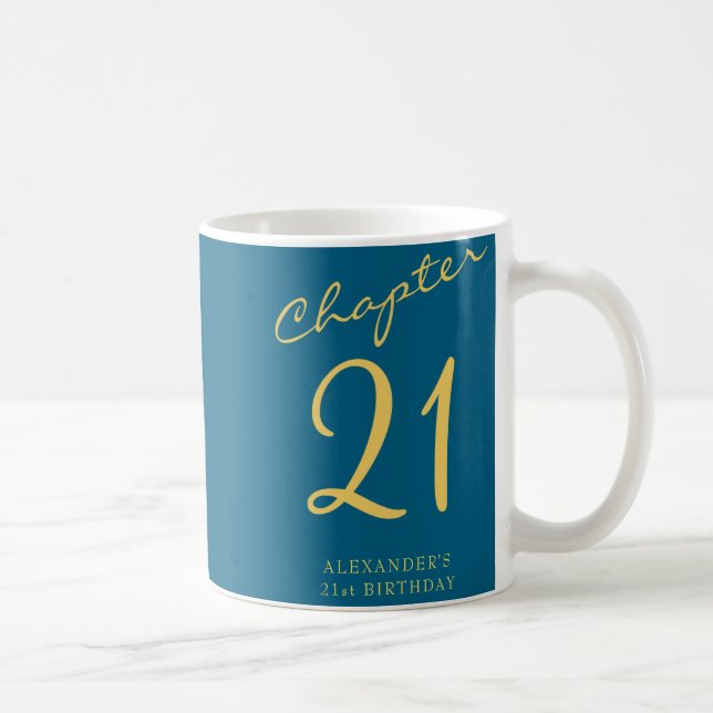 21st Birthday Party Gold Script Blue  Kaffemugg (Höger)