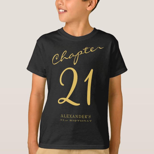 21st Birthday Party Gold Script Blue  T Shirt (Framsida)