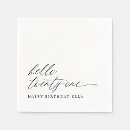 21st Birthday Party Hello 21 Modern Milestone Pappersservett