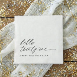 21st Birthday Party Hello 21 Modern Milestone Pappersservett