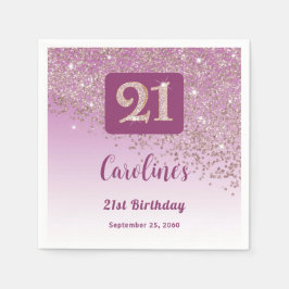 21st Birthday Party Sparkling Rose Gold Glitter Pappersservett
