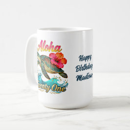  21st Birthday Personalized Tropical Sea Turtle  Kaffemugg
