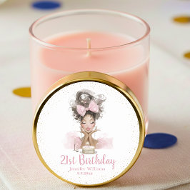  21st birthday stylish pink dress girly party chic runt klistermärke