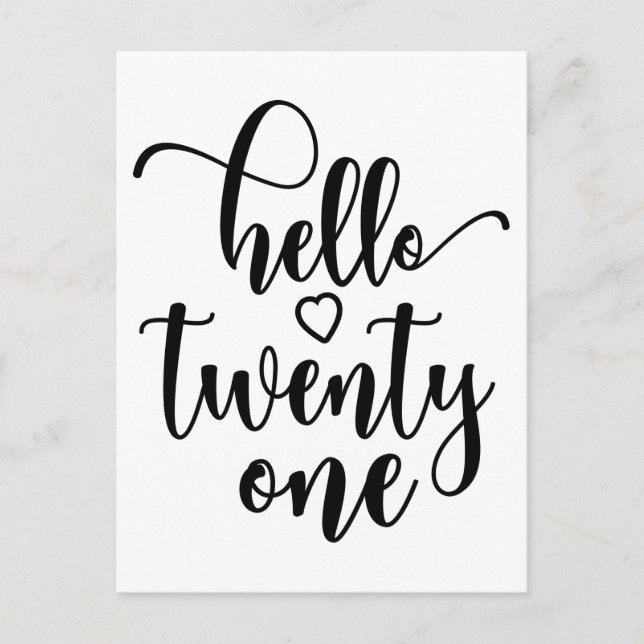 21st Birthday Women Hello 21 Cute 21 Years Old Vykort (Framsida)