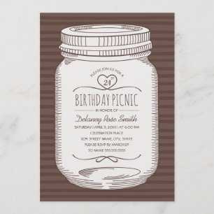 21st Burk för Mason för födelsedagpicknickparty Inbjudningar