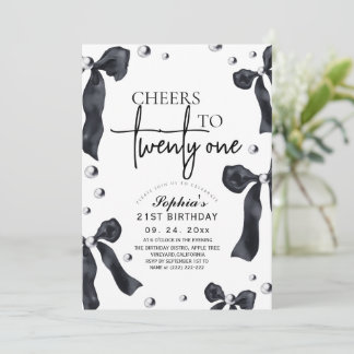 21st Elegant Bow Birthday Party Inbjudningar