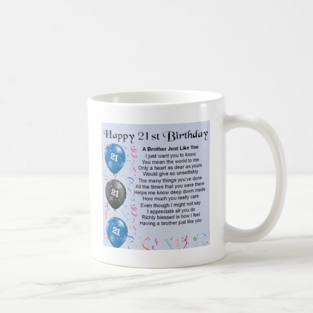 21st födelsedag för broderdikt kaffemugg (Höger)