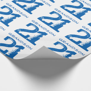 21st Födelsedag för en sonson, blåtttext på wh Presentpapper