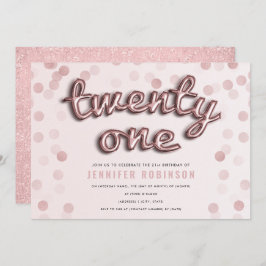21st födelsedag för rosa glitter för inbjudningar