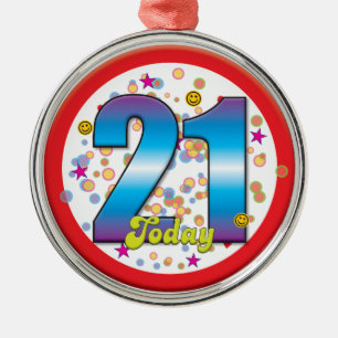 21st Födelsedag i dag v2 Julgransprydnad Metall