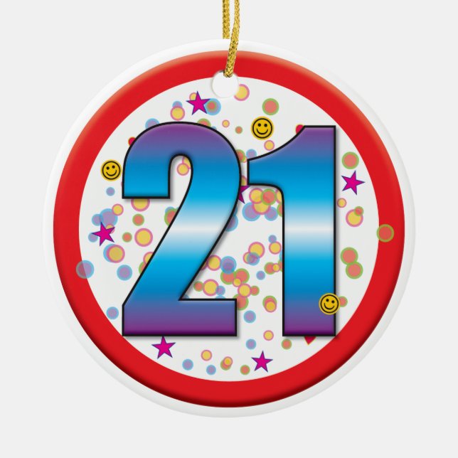 21st Födelsedag v2 Julgransprydnad Keramik (Framsidan)
