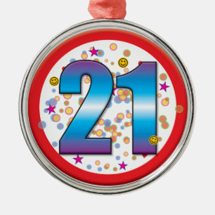 21st Födelsedag v2 Julgransprydnad Metall