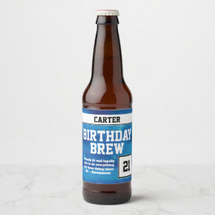 21st födelsedagbrygd för lycklig ölflaska etikett