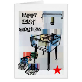 21st födelsedagkort för Retro lycklig Hälsningskort
