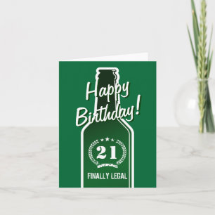 21st Födelsedagkort för slutligen laglig öl för Kort