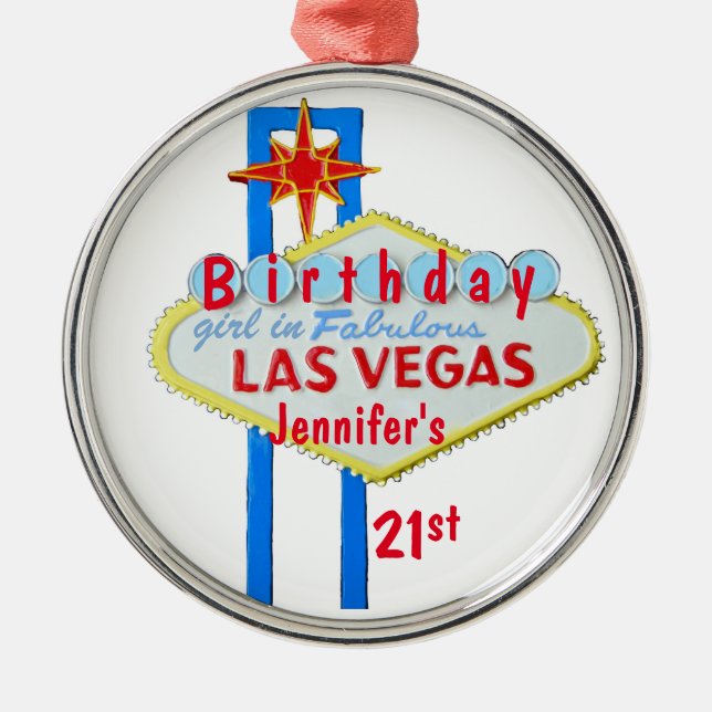 21st FödelsedagLas Vegas hänge Julgransprydnad Metall (Framsidan)