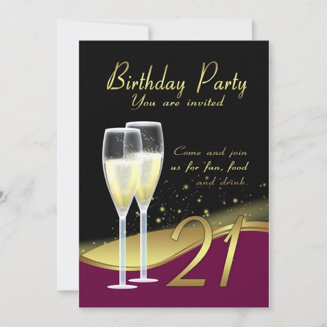 21st födelsedagsfest inbjudan för snyggt (Framsida)